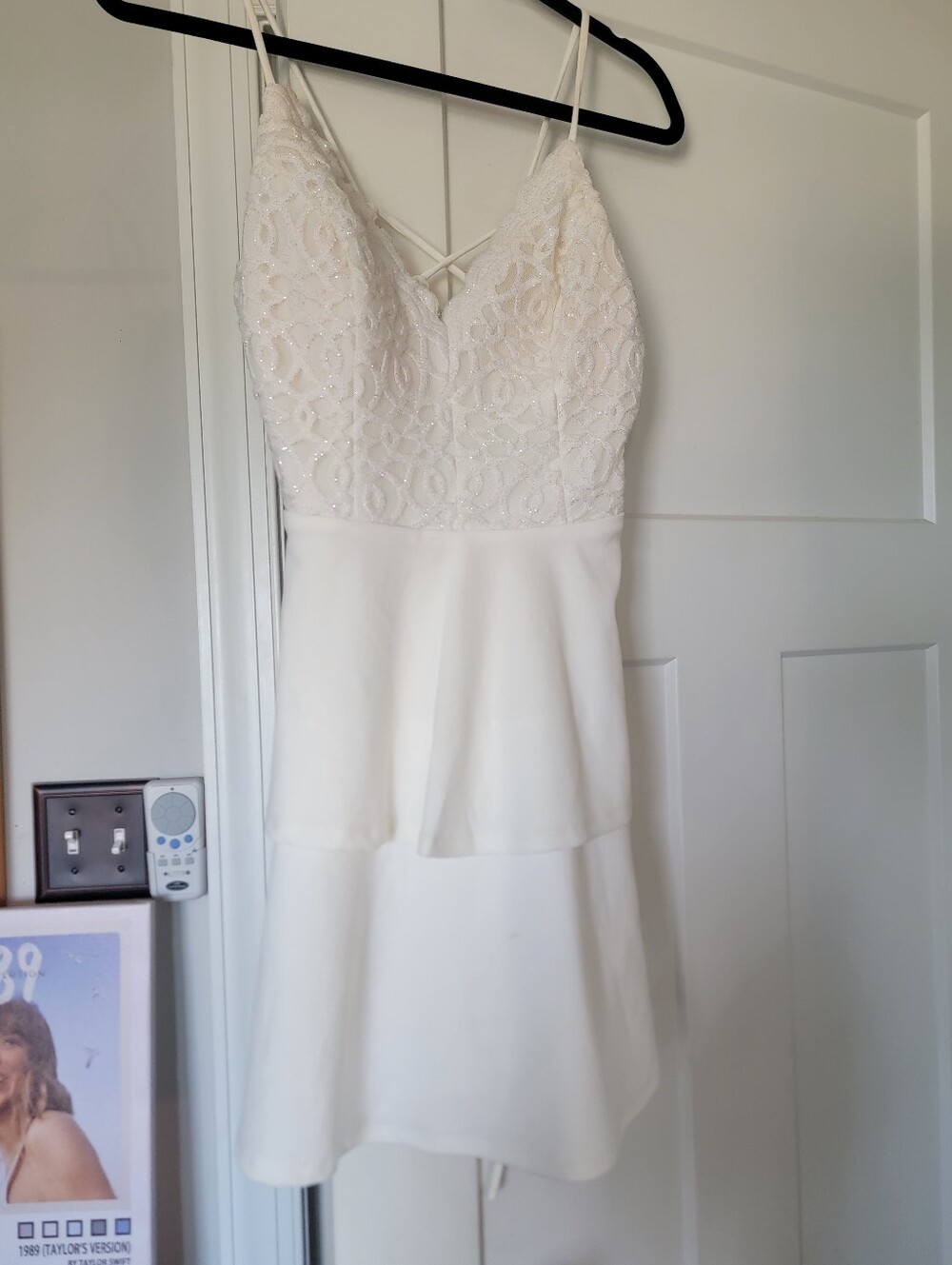 White Lace Bodice Spaghetti Strap Dress